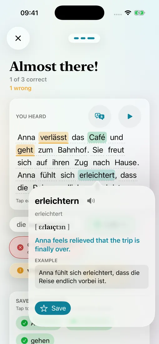 Active reading in Halm — tap a word to understand it on-device.